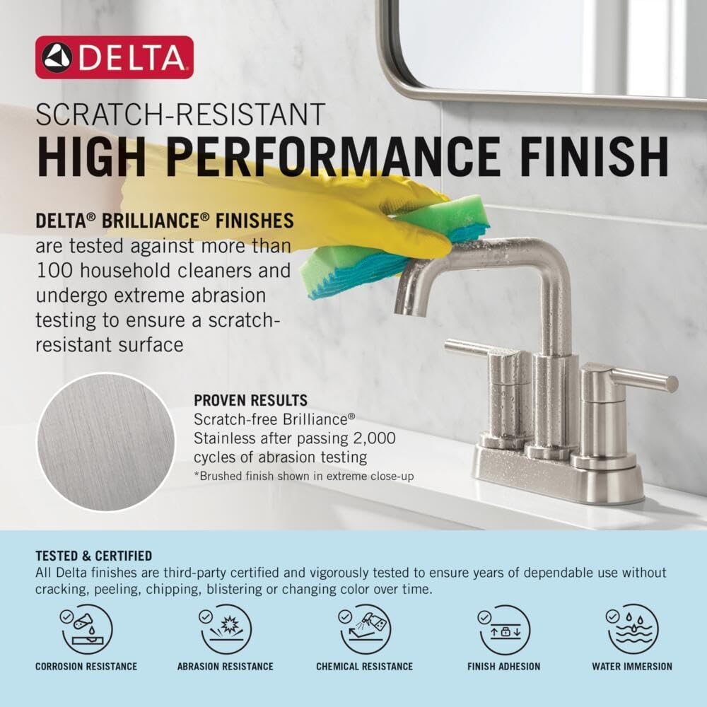 Modern Brushed Nickel Bathroom Faucet 1 Hole, Single Hole Bathroom Sink Faucet for Vanity, Metal Push-Pop Drain