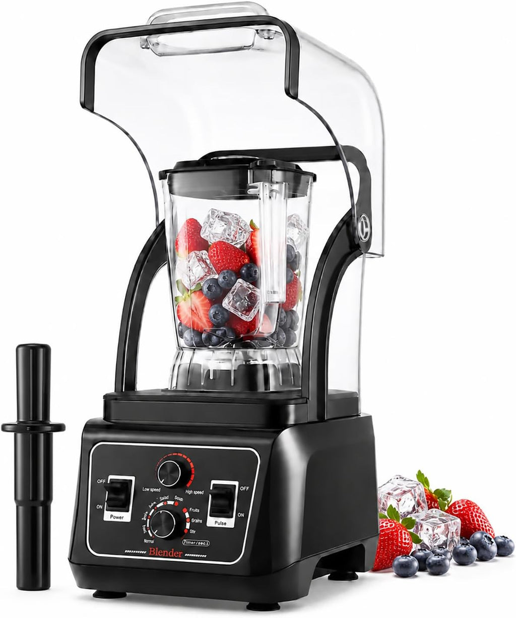 2200W Professional Commercial Blender Soundproof Enclosure 70 BPA-Free Jar