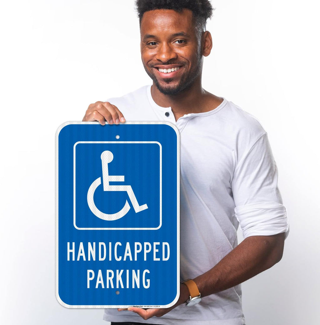 Handicap Parking Sign, Handicapped Sign, | 12x18 Inches, 3M EGP Reflective .063 Aluminum, Made in USA by Sigo Signs