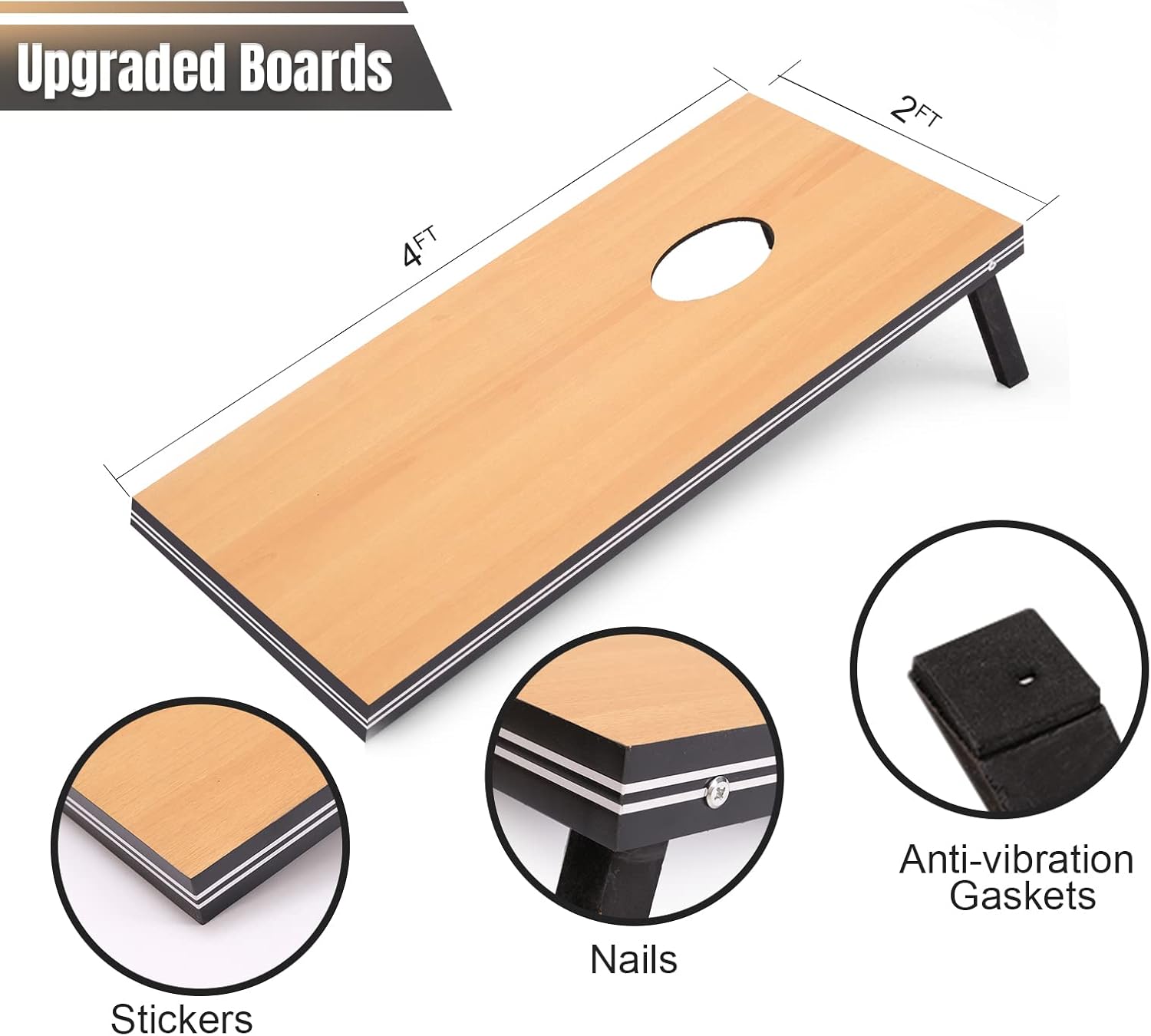 Cornhole Set 4x2 and 3X2 Regulation Size Corn Holes Sets with Carrying Bags & 8 Bean Bags Cornhole Boards Bean Toss