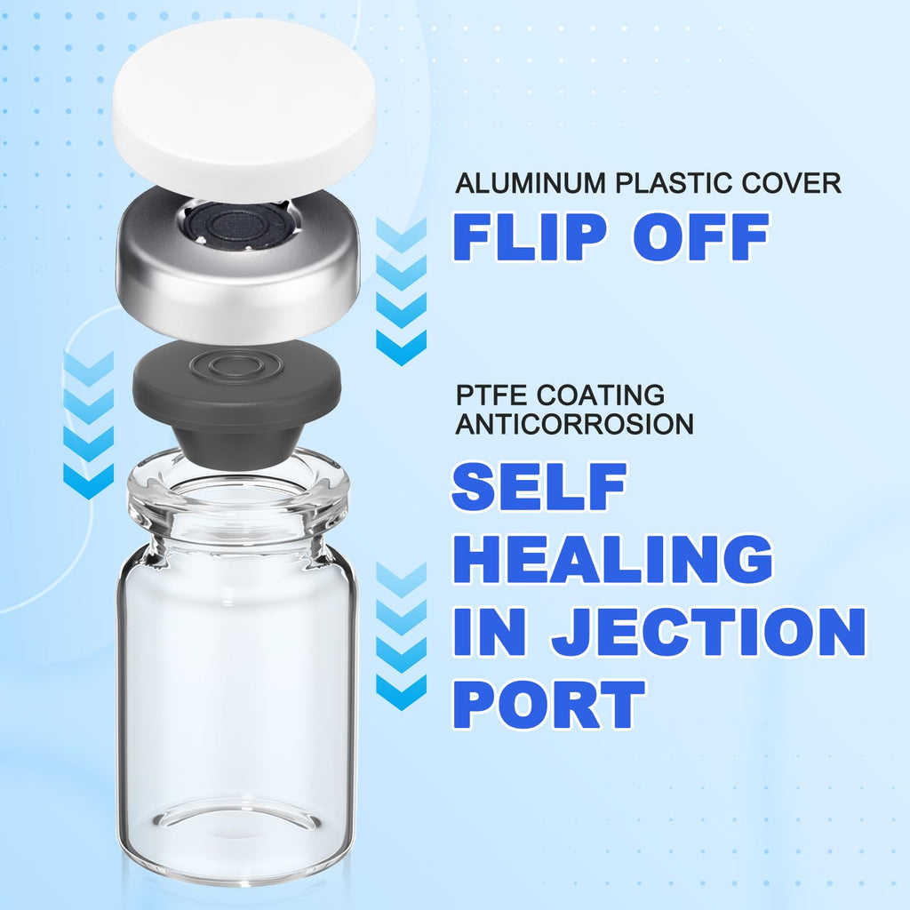 50 Pcs 5ml Sterile Vials, Empty Vials for Injection, White Lid