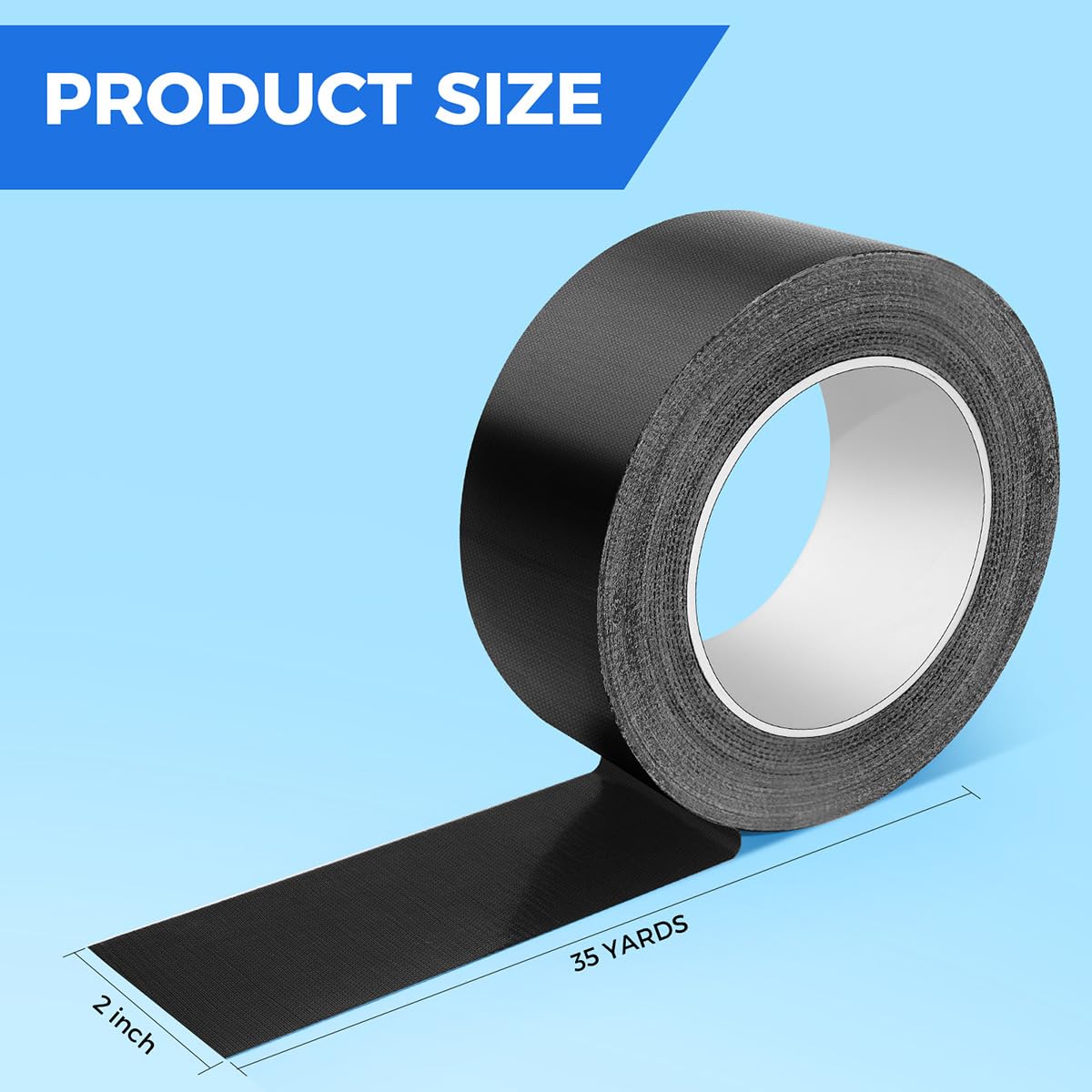 Black Duct Tape, 2 Inch x 35 Yards, 1 Roll