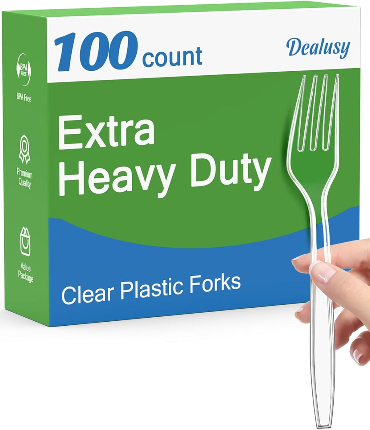 100 Count Extra Heavy Duty Clear Plastic Forks Disposable