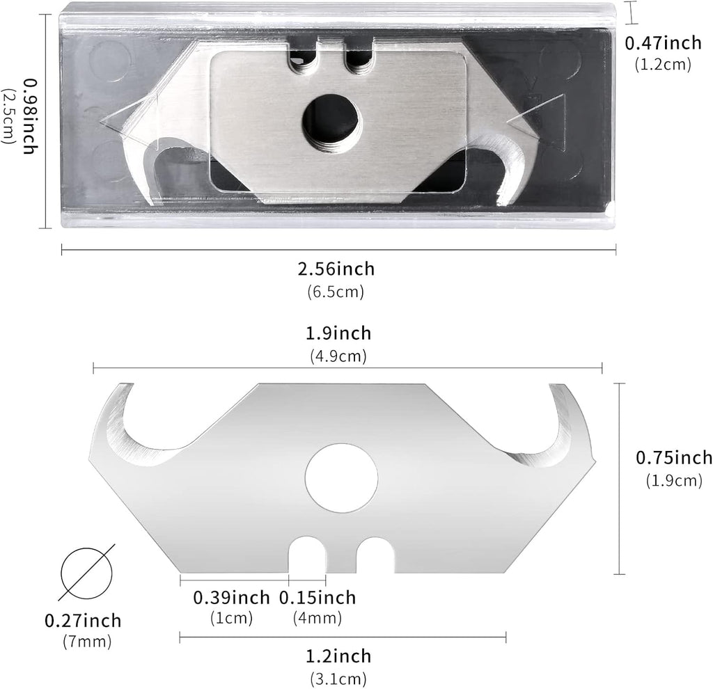 30 Pack Utility Knife Hook Blades, SK5 Box Cutter & Razor Blades