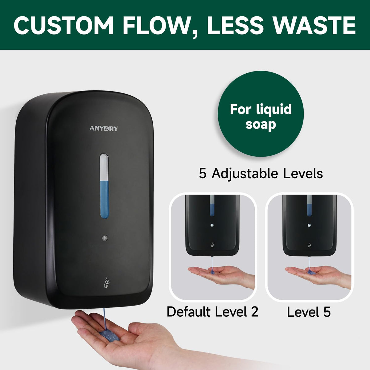 Commercial Automatic Soap Dispenser 34oz Large Capacity Wall-Mounted