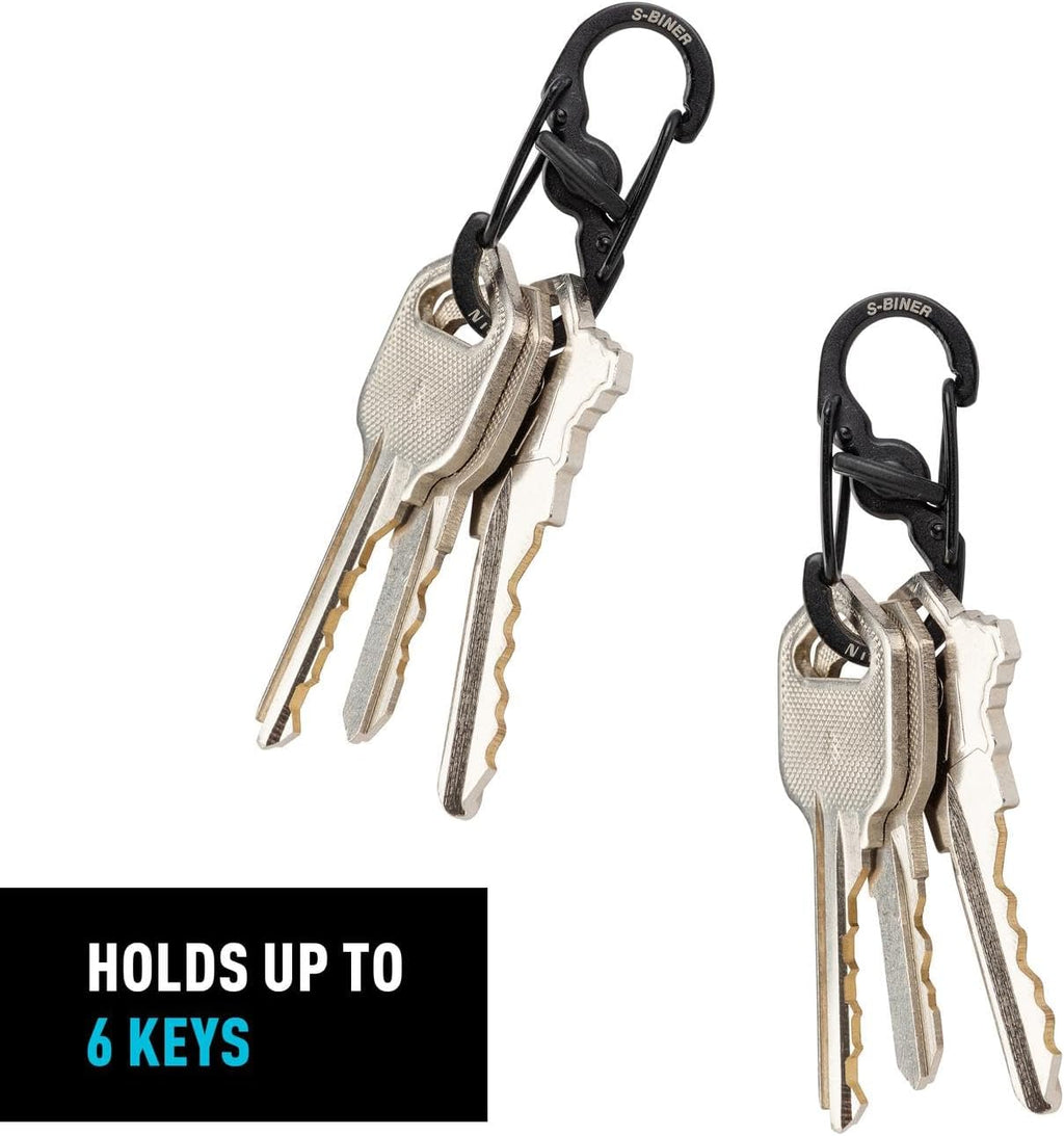 S-Biner MicroLock Stainless Steel - S-Biner with Locking Dual Sided Gates - Keep Keys Secure with Carabiner Key