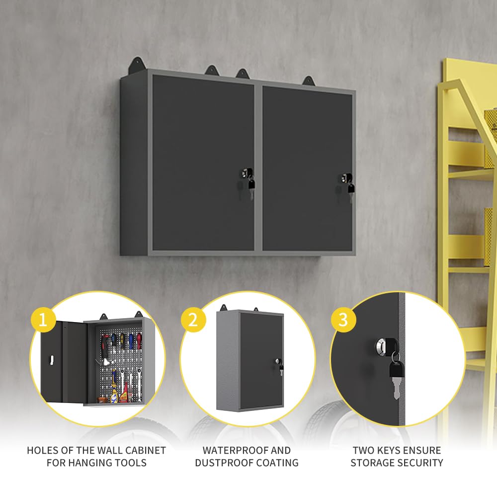 Steel Wall Mounted Storage Cabinet, Metal Hanging Tool Cabinets