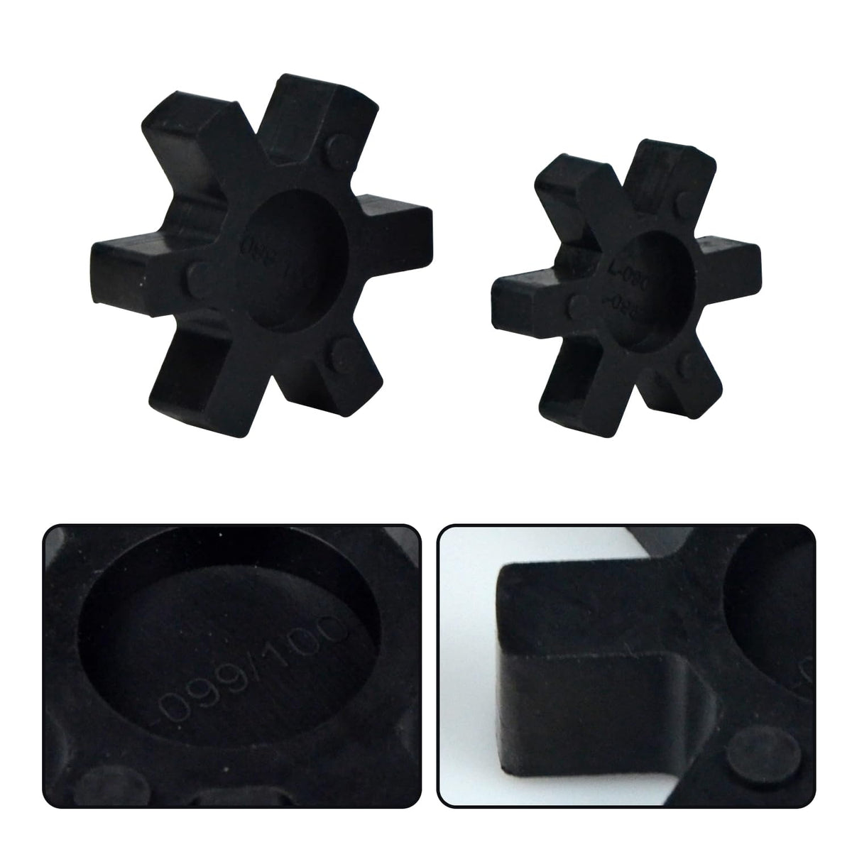 4-Pack L090/L095 NBR Rubber Spider Insert - Solid Center Inserts for L-Jaw Coupler Set, Black (4, L090/L095)