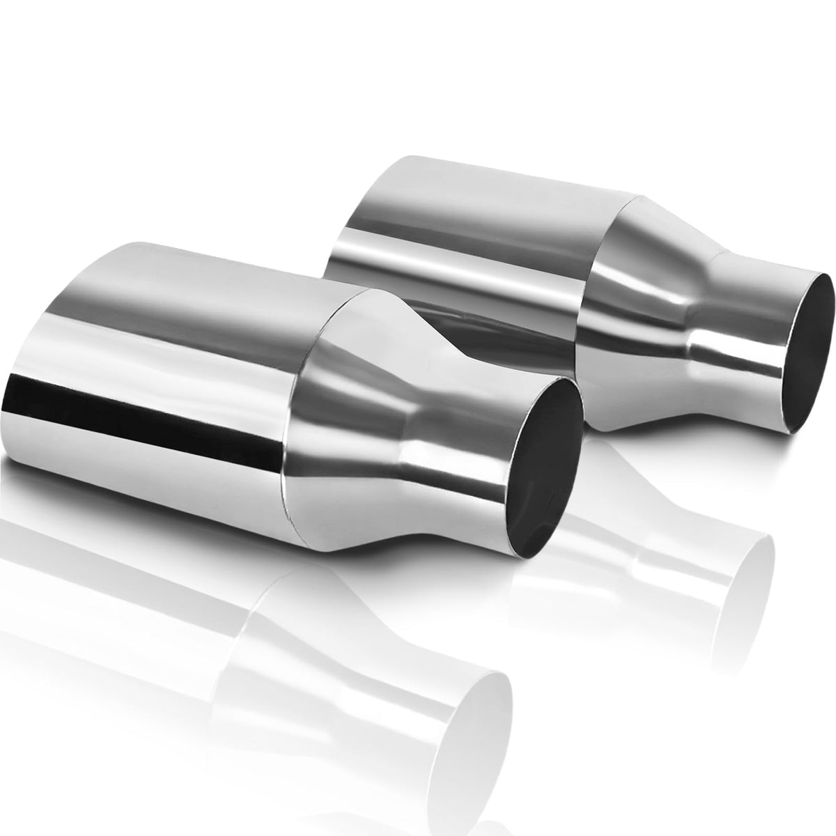 2pcs 2.5"Inlet Weld-On Exhaust Tip, 4" Outlet 9" Length