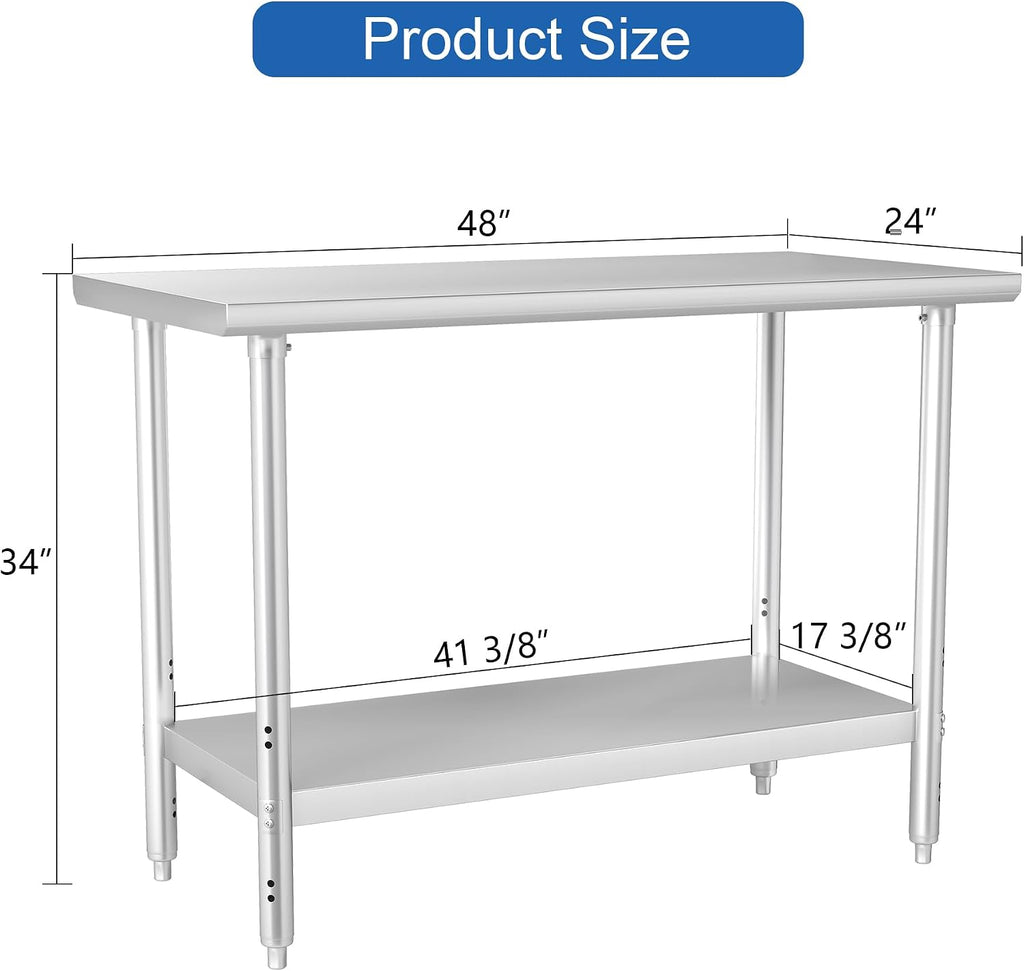 Hardura Stainless Steel Work Table 24x48 Inches