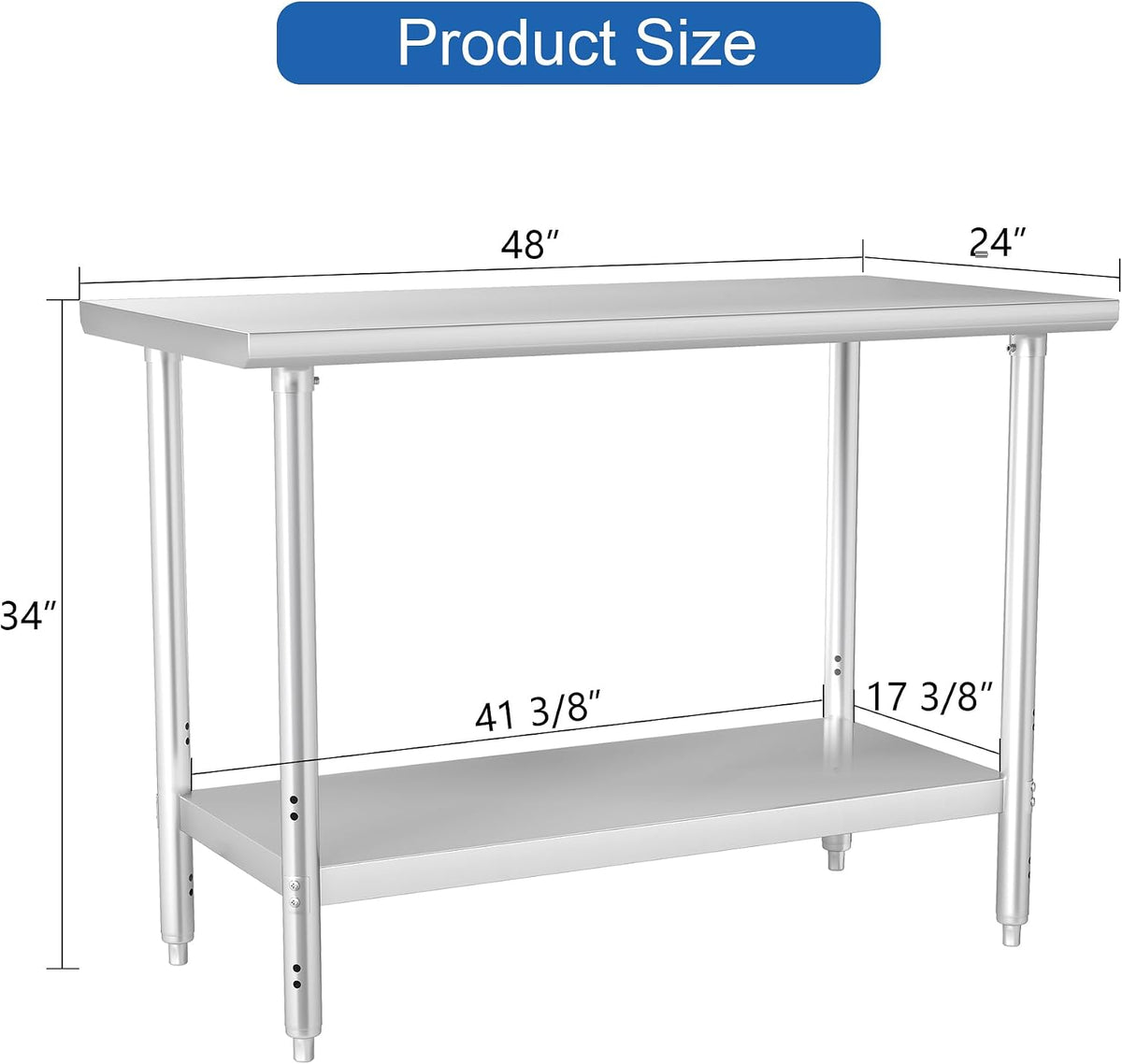 Hardura Stainless Steel Work Table 24x48 Inches