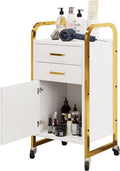 Salon Station for Hair Stylist, Rolling Salon Station Cart | Beauty Barber Station with 2 Drawer & Cabinet, Rolling