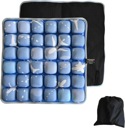 3D Air Cell Inflatable Pressure Relief Seat Cushion, Portable Self-Inflating Pad with Anti-Slip Bottom for Office