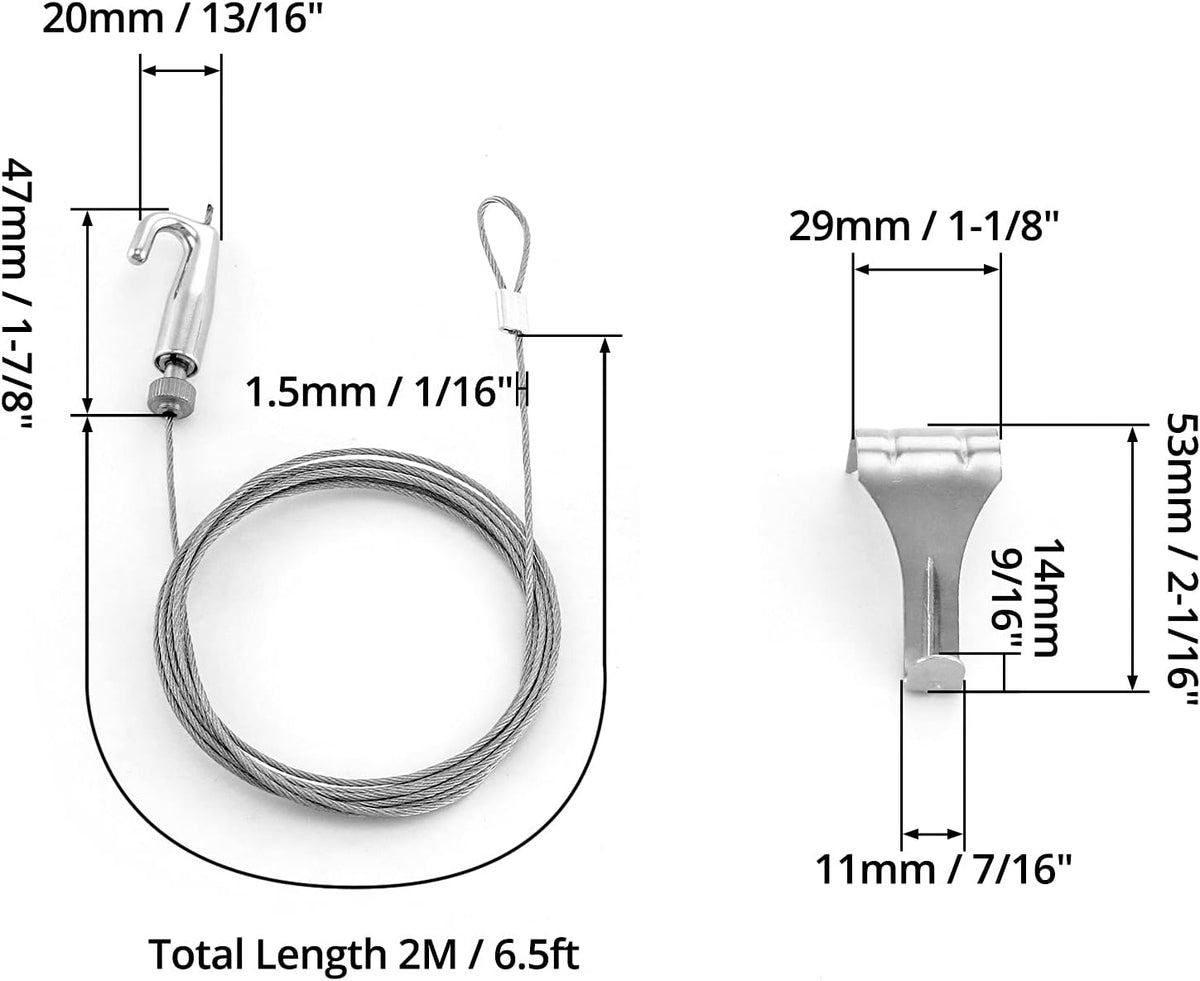Picture Rail Hooks and Wire, 5 Set Molding Hooks Picture, Heavy Duty Stainless Steel S-Hook