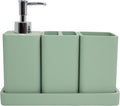 Bathroom Accessories Set, 4 Piece Toothbrush Holder Set - Green | Bathroom Accessory Set with Soap Dispenser