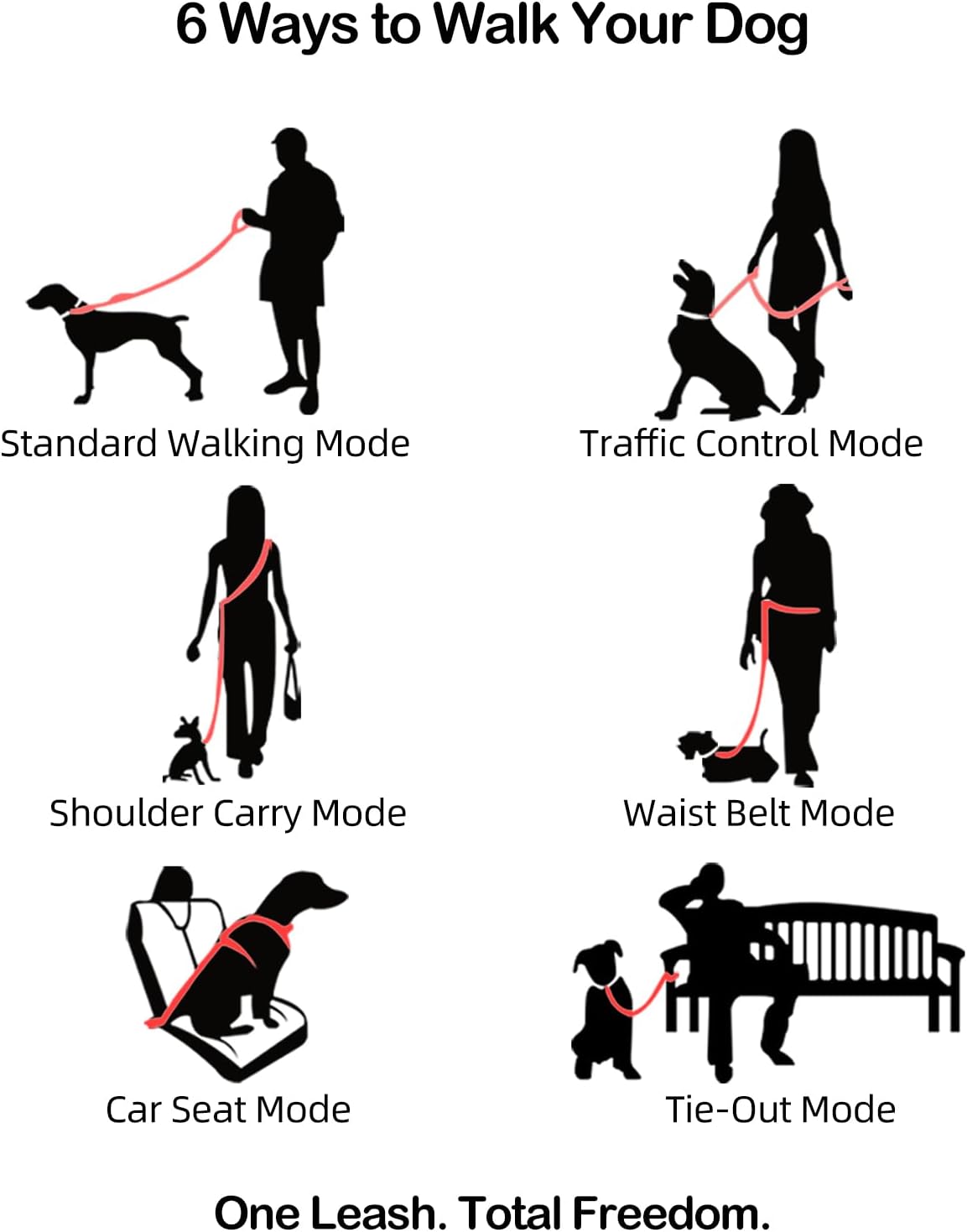 Hands-Free Dog Leash with Waist Belt for Running & Walking