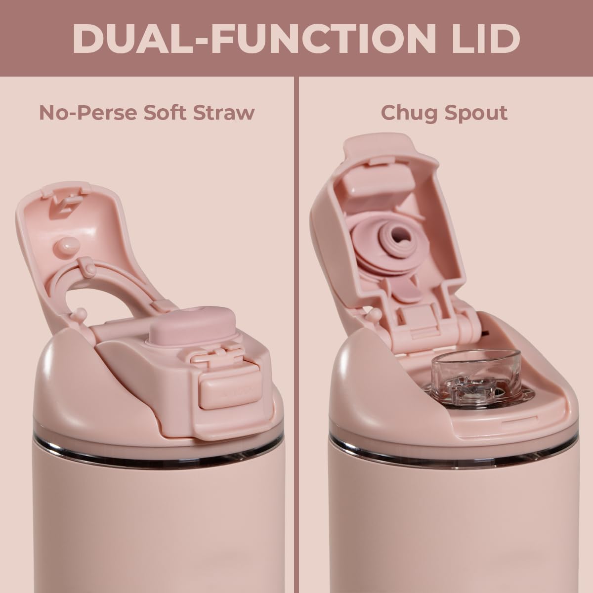 Ease2o 14oz Kids Water Bottle with Straw & Chug Lid, Dusty Rose