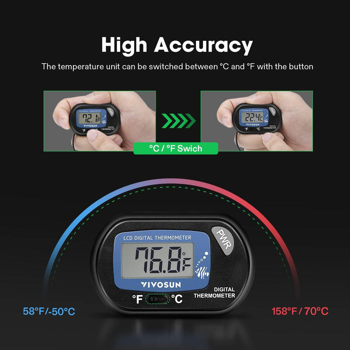 4-Pack LCD Digital Aquarium Thermometer