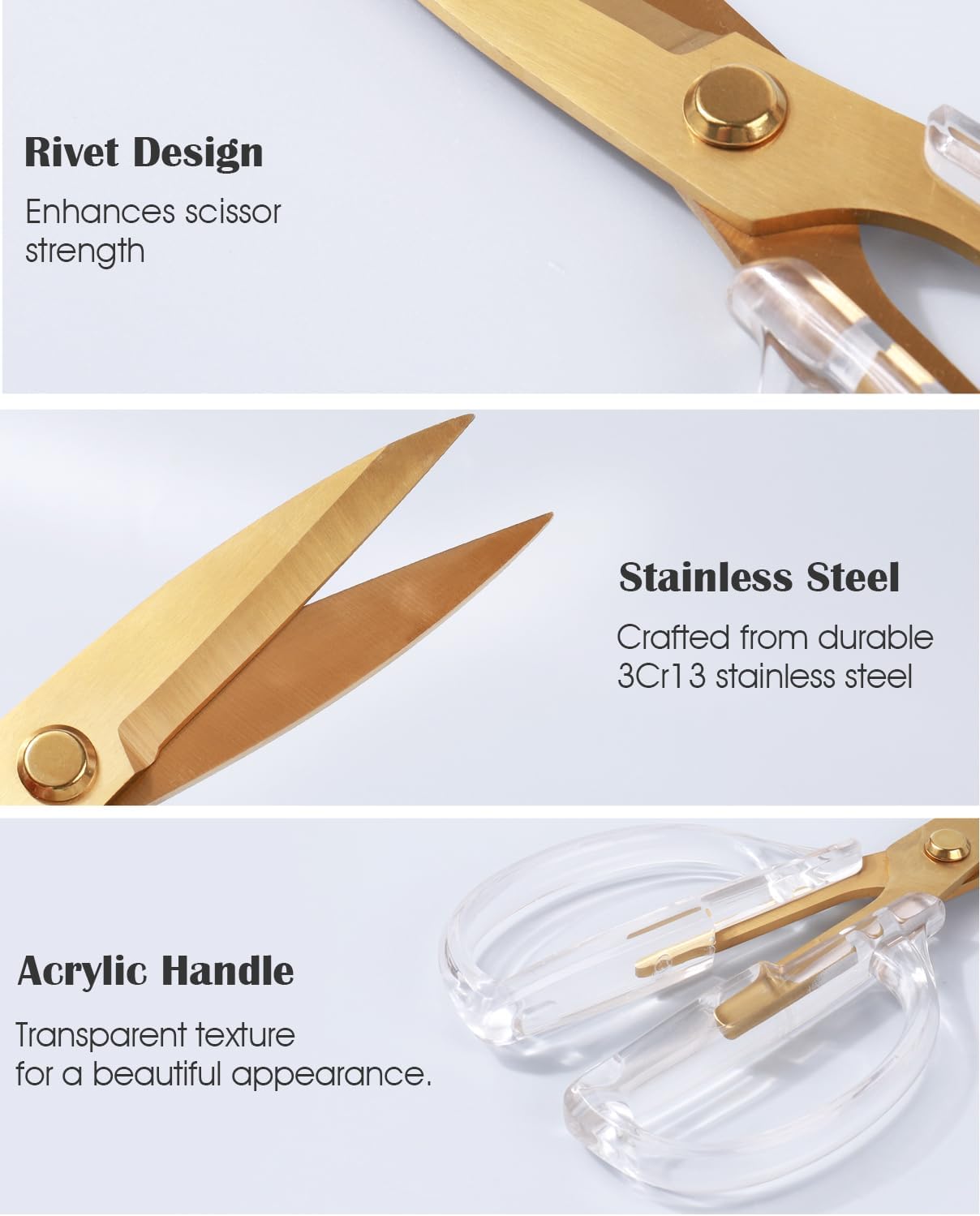 Kitchen Shears Scissors, ARCHIKING 7.7inch Gold Titanium Plated Scissor-Meat and Poultry Shears, Dishwasher Safe