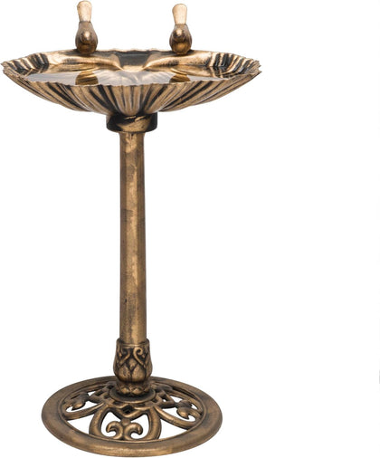 Antique Bronze Freestanding Cast Iron Bird Bath with Bird Statues