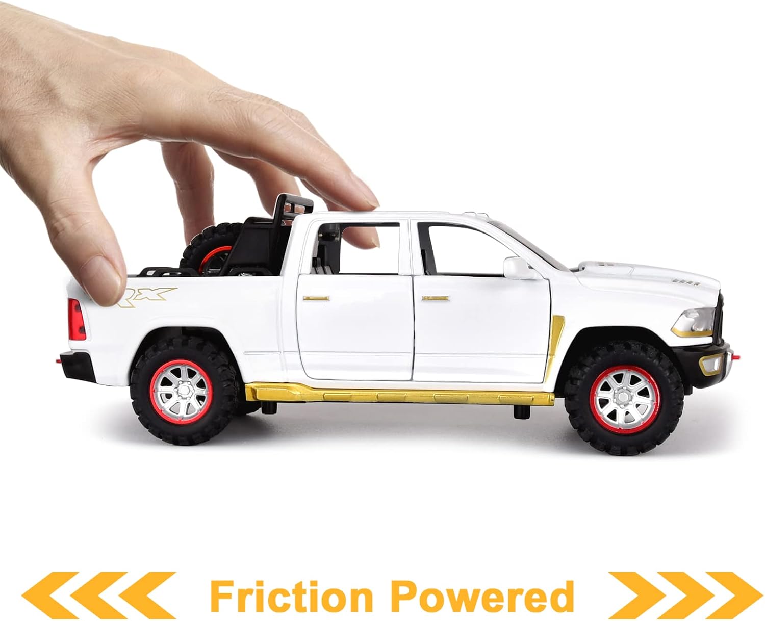 Pickup Truck Toys for Boy Age 4-7 Diecast Metal Model Trucks Open Door Pull Back Toy Cars with Lights and Sound for