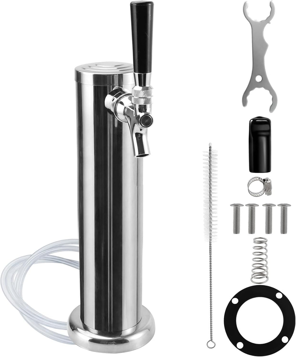 Single Kegerator Tap Tower, Stainless Steel Beer Tower Dispenser