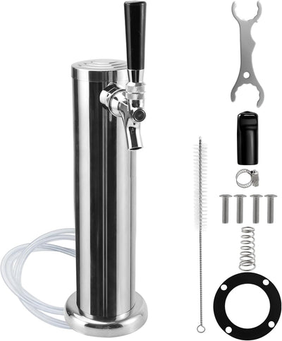 Single Kegerator Tap Tower, Stainless Steel Beer Tower Dispenser
