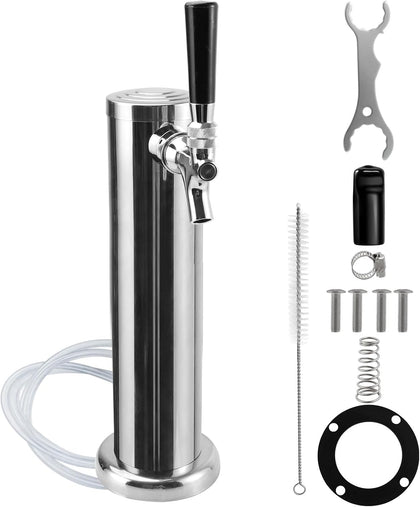 Single Kegerator Tap Tower, Stainless Steel Beer Tower Dispenser