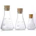 Glass Erlenmeyer Flask Set, (250 ml, 150 ml & 50 ml) Graduated Borosilicate Glass Erlenmeyer Flasks with Rubber