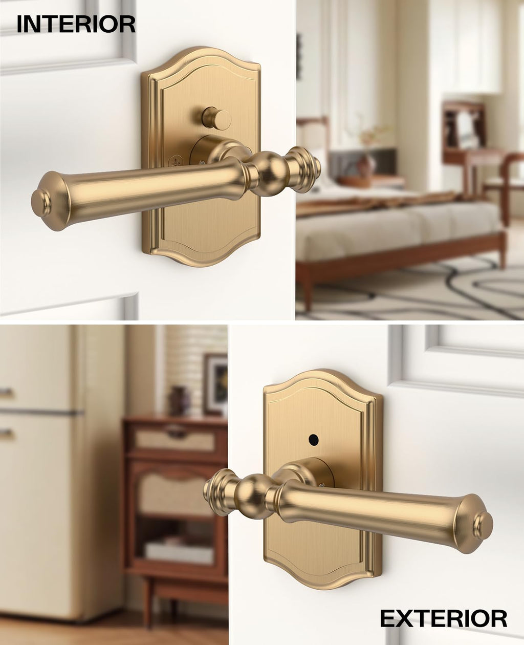 8 Pack Champagne Bronze Privacy Interior Door Handles