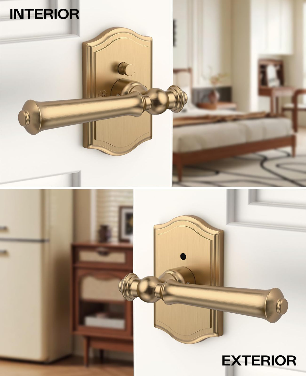8 Pack Champagne Bronze Privacy Interior Door Handles