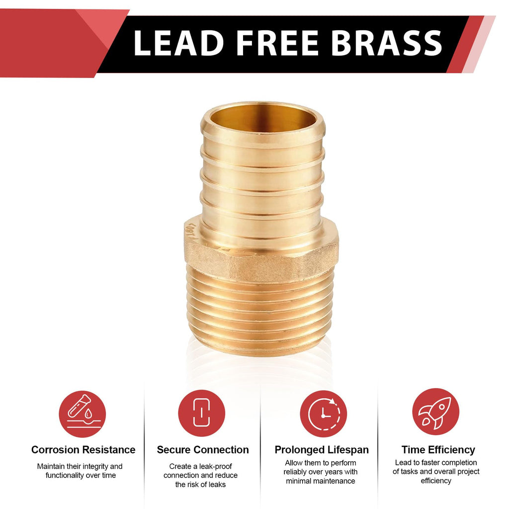100-PACK EFIELD Pex Fitting,1" x 3/4"NPT Male Adapter(PEX1807029-100)