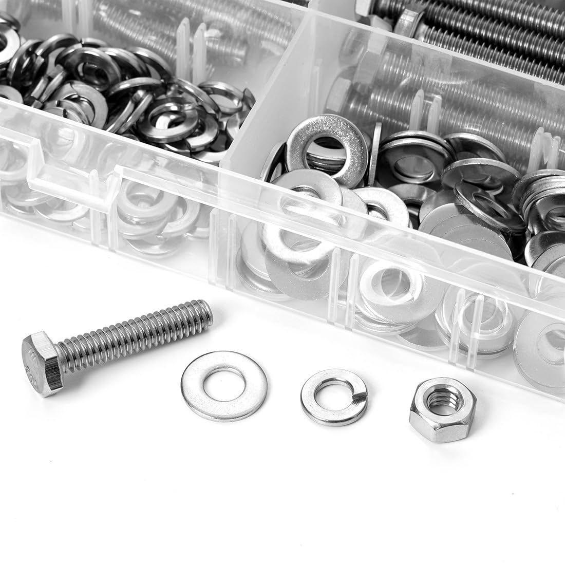 1/4-20 Hex Bolts Assortment Kit, with Hex Nuts, Flat & Lock Washers Set
