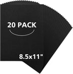 Mat Board Center, 20 Pack 8.5x11 Inch Chipboard Sheets 50pt, Black