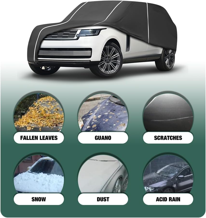 Fluorescent Strip Design Waterproof Car Cover Compatible for Range Rover 2011-2024 All Weather 6 Layers Full Car