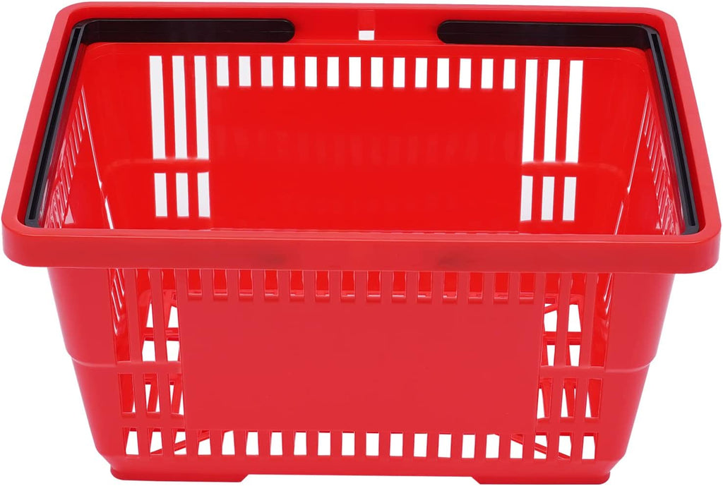 12X Shopping Baskets With Handles Retail Store Supermarket Stackable Plastic Basket Capacity Handle Grocery Wire Cart