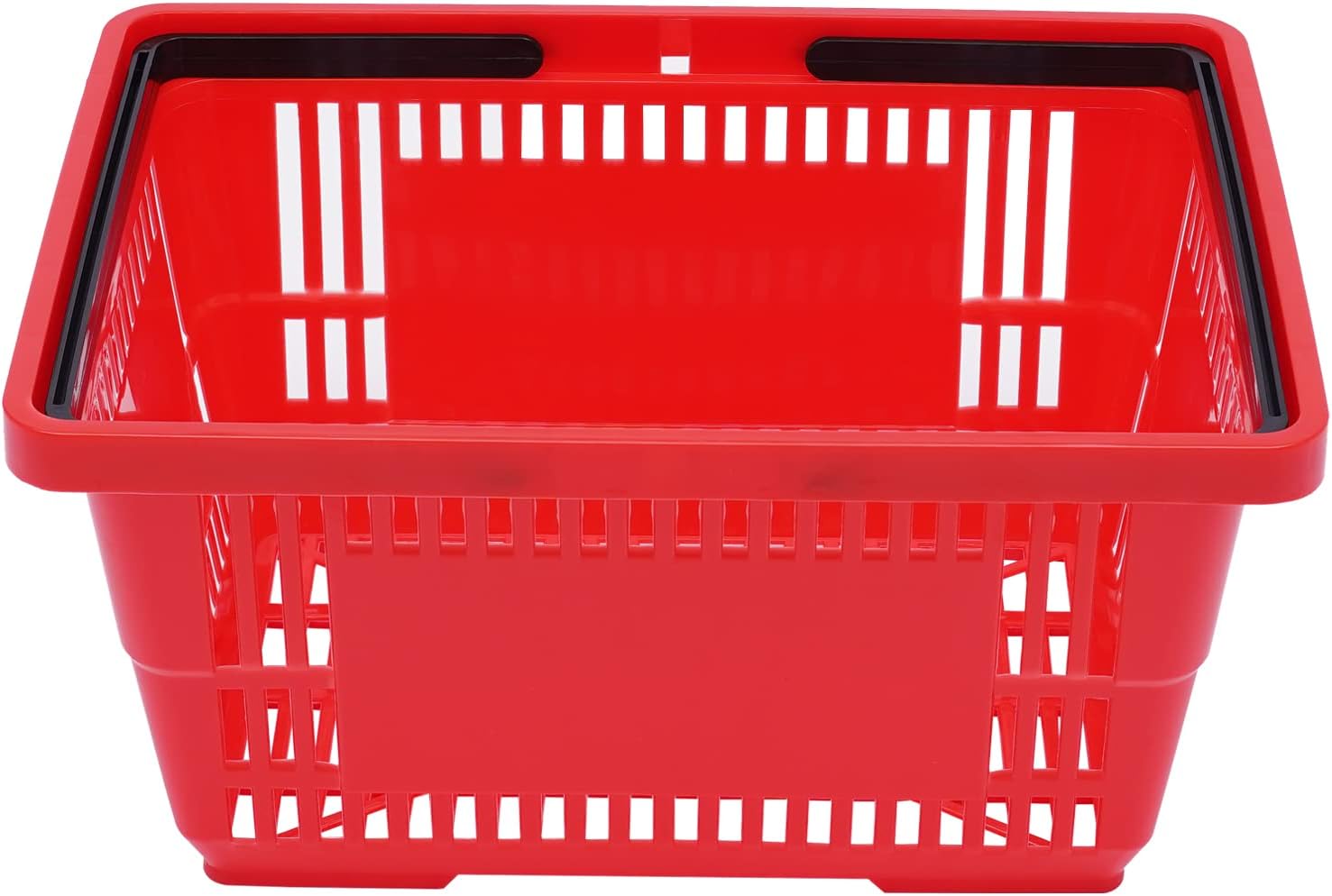 12X Shopping Baskets With Handles Retail Store Supermarket Stackable Plastic Basket Capacity Handle Grocery Wire Cart