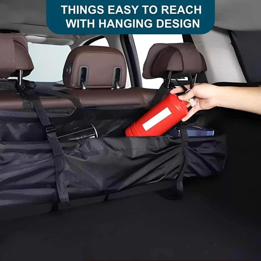 Car Trunk Organizer, Backseat Hanging Large Storage Bag with Adjustable Straps, Wear-Resistant Car Organizers and