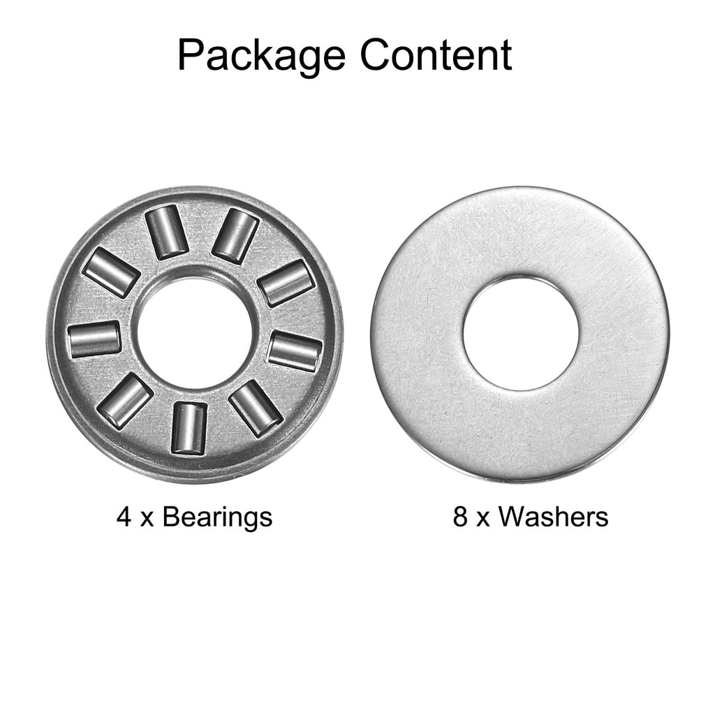 uxcell NTA411+2TRA Needle Roller Thrust Bearings with Washers, 6mm Bore