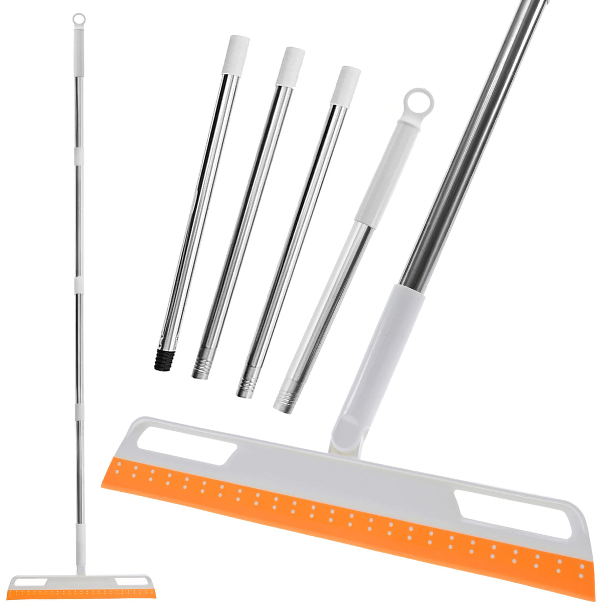Multifunction Rubber Air Broom, Silicone Floor Squeegee, Air Broom, Rubber Squeegee with 56" Long Handle, Floor