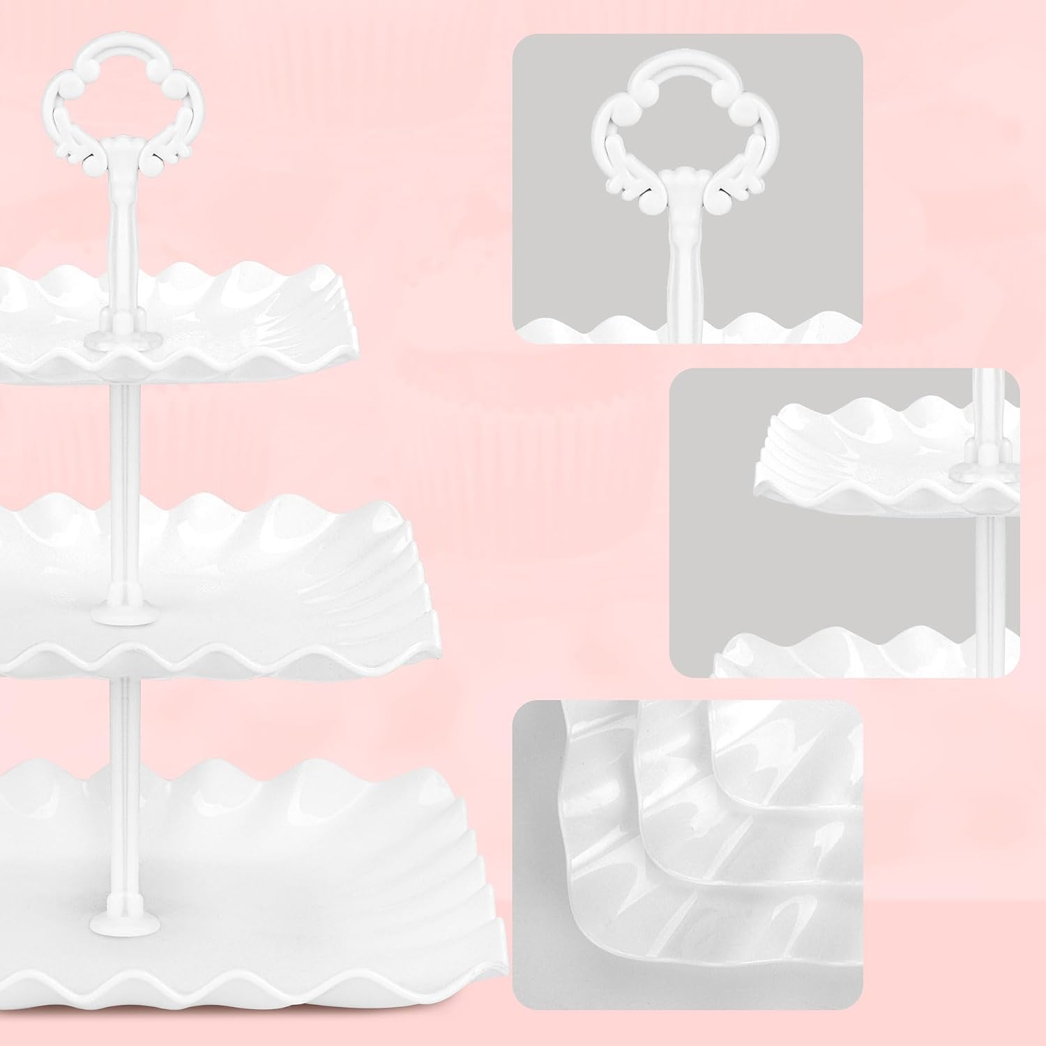 5-Piece Cupcake Stand & Appetizer Trays Set (White)