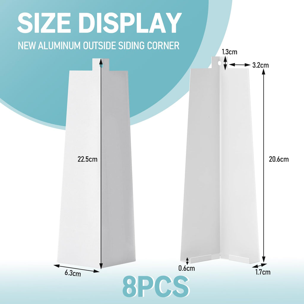 8 Pcs White Aluminum Siding Corners Outside
