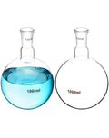 1000ml Borosilicate Glass Boiling Flask with 24/40 Standard Taper Outer Joint, Single Neck Round Bottom, 2 Pack