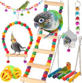 Bird Toys for Parakeets, Parrots, Conures, Cockatiels, Love Birds, Finches, Mynah, Budgerigar - 9Pcs Wooden Ladder