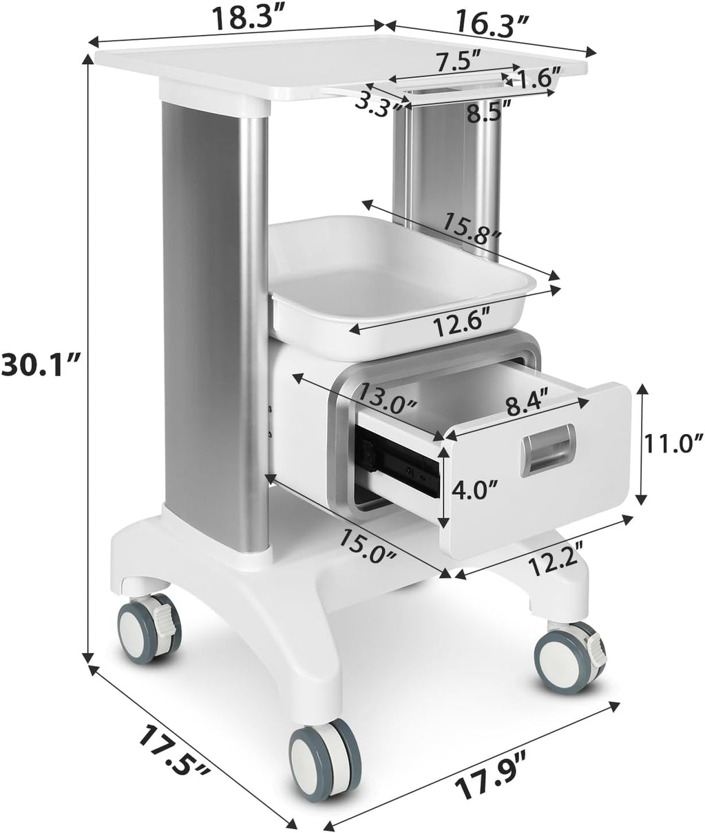 Medical Trolley Mobile Ultrasound Cart 135 LBS Load Storage Cart
