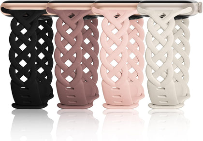 Slim Silicone Bands Compatible with Apple Watch Band 40mm 38mm 41mm 44mm 45mm 46mm 49mm 42mm Women Floral Breathable
