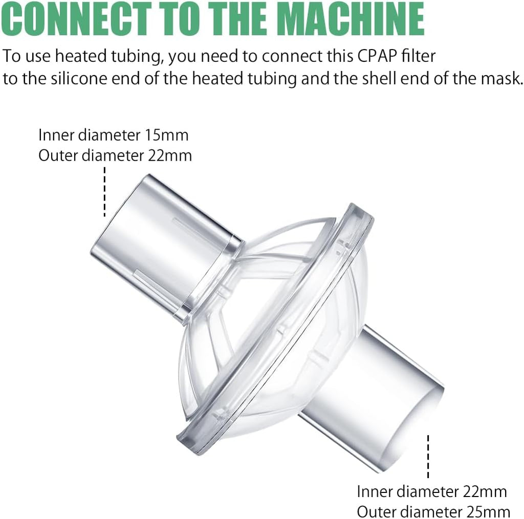Inline Filter for CPAP Universal for BiPAP Machine Inline CPAP Filters Standard Tubing Compatible with All 22mm 25mm