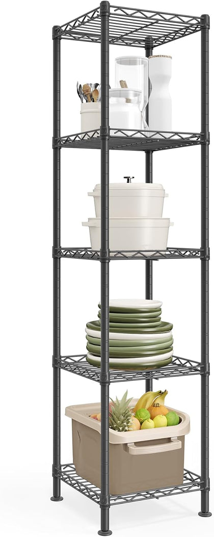 SONGMICS Storage Shelf, Small Metal Wire Shelving Unit, Adjustable Shelves, for Small Spaces, Garage, Bedroom, Living