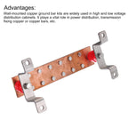 MECCANIXITY Wall Mounted Copper Ground Bar 10"x2"x1/4" with 12 Terminal