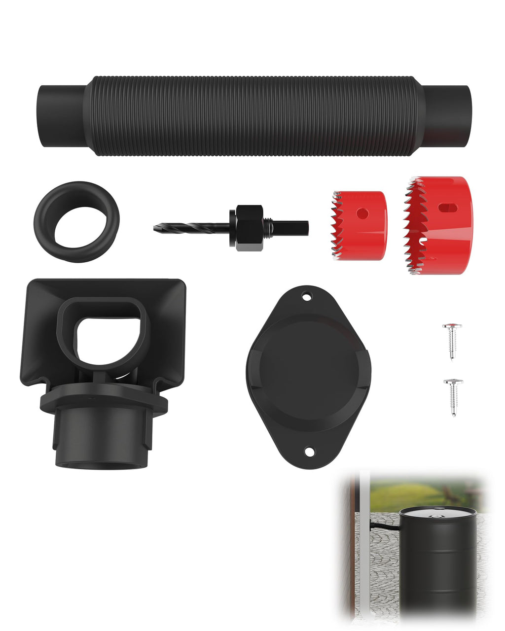 Rain Barrel Diverter Kit - Rain Barrel Downspout Diverter for Rectangular Downspouts, Easily Turn Plastic Containers
